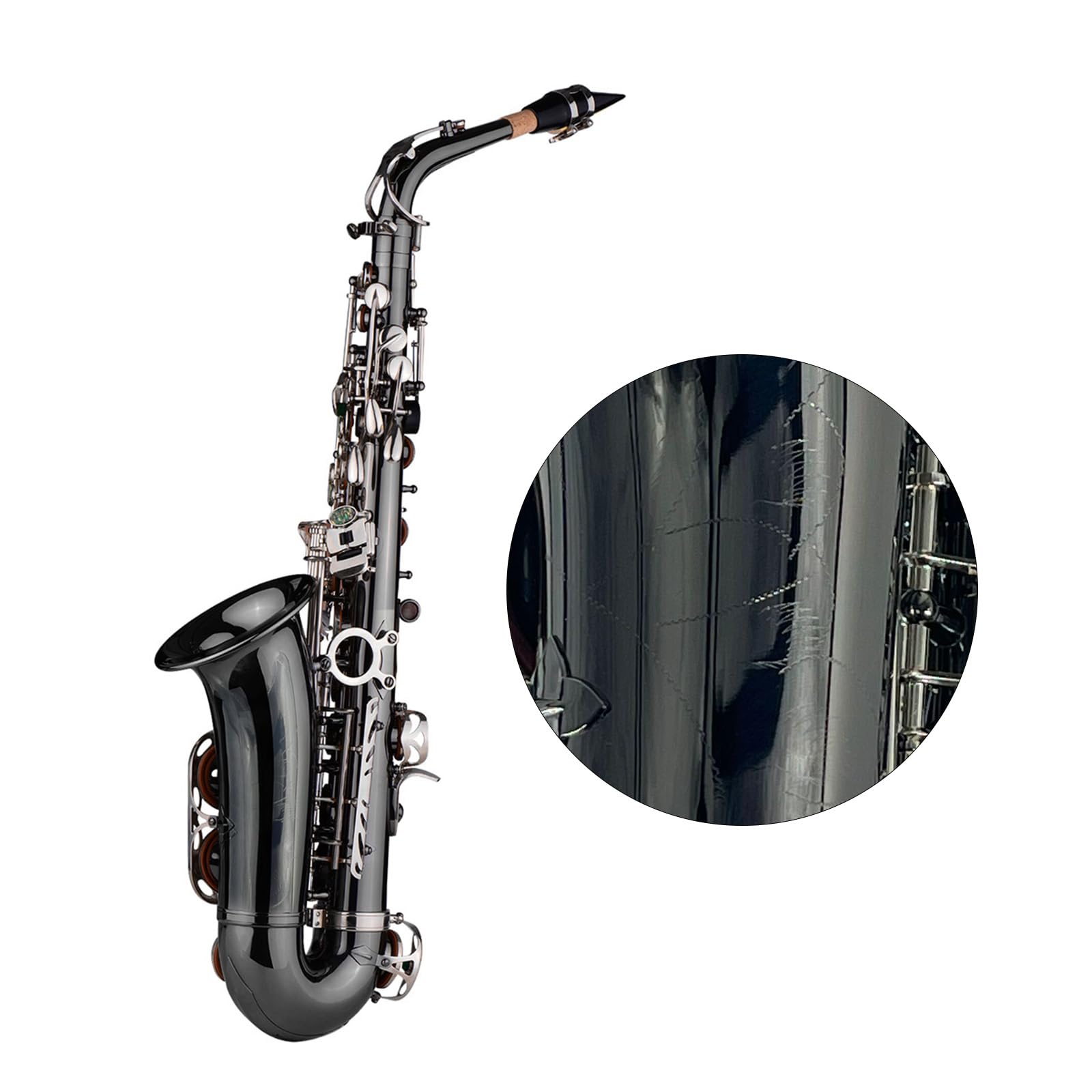Btuty Alto Saxophone Eb E-plat Motif Brass Band Sax Noir Nickel Placage Abalone Shell Clés des Gants de cas Chiffon de Nettoyage Sangles Brush