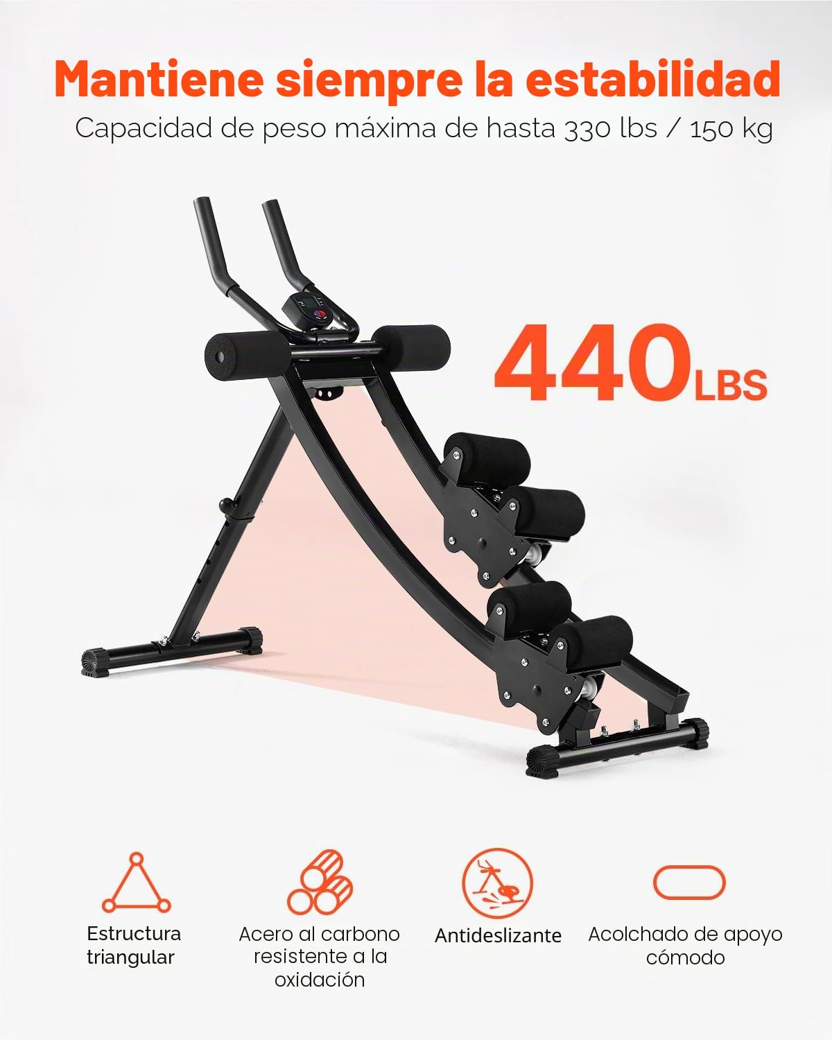 VEVOR Máquina de Ejercicios Abdominales Equipo de Entrenamiento Abdominal Doble Pista para Gimnasio en Casa Capacidad de Peso de 200 kg Máquina de Ejercicios Abdominales Plegable y Ajustable
