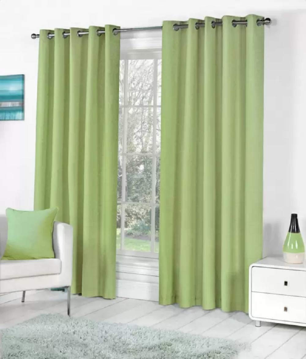 Panipat Textile Hub 152.4 cm (5 ft) Polyester Window Curtain (Pack of 2) (Solid, Green)