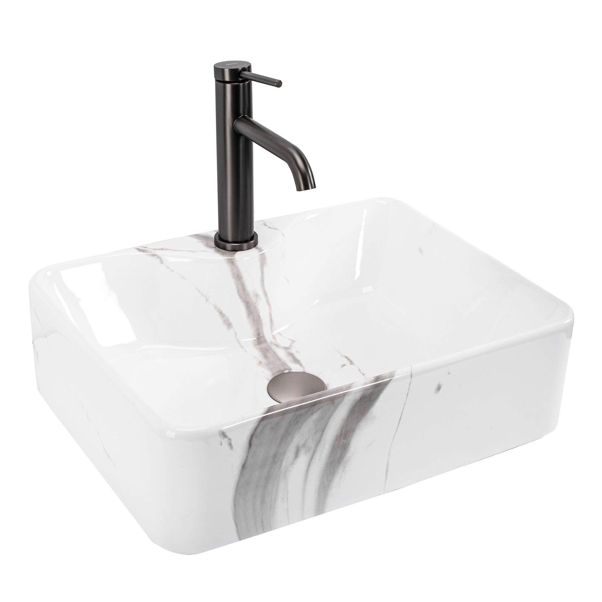Rea Bathroom Sink Made of Ceramic Kelly Marmo - Stone Imitation - REA-U5052