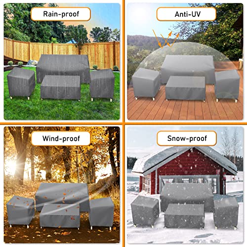 Startwo 4 Piece Patio Furniture Covers,2 Years Replacement Service Heavy Duty 500D Waterproof Outdoor Furniture Covers,Windproof Patio Cover For Sofa Chair,Rattan Wicker Furniture Set Covers,Grey #TOP7