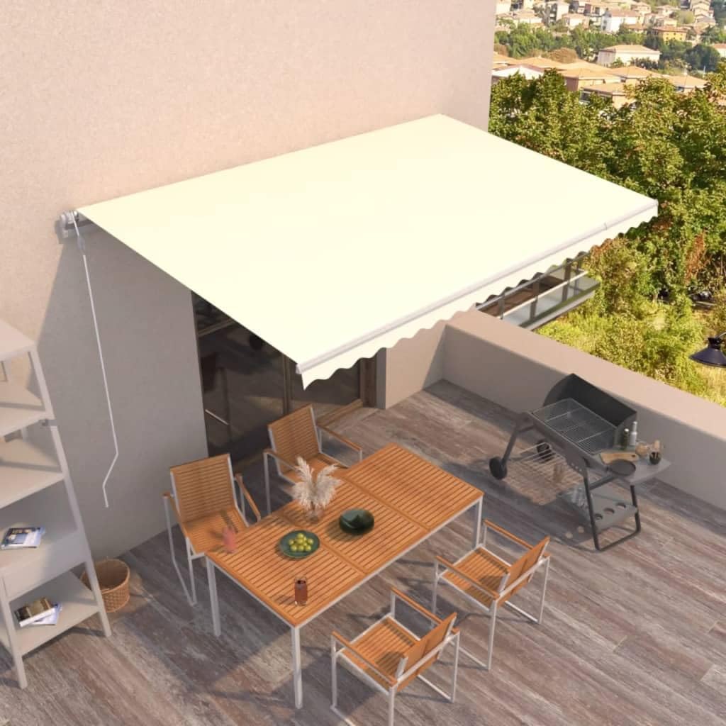 Festnight Store Banne Motorisé 5x3,5 Store banne Electrique avec Télécommande Auvent Rétractable à Bras Repliable pour Balcons Terrasse et Jardin-Crème-500 x 350 cm