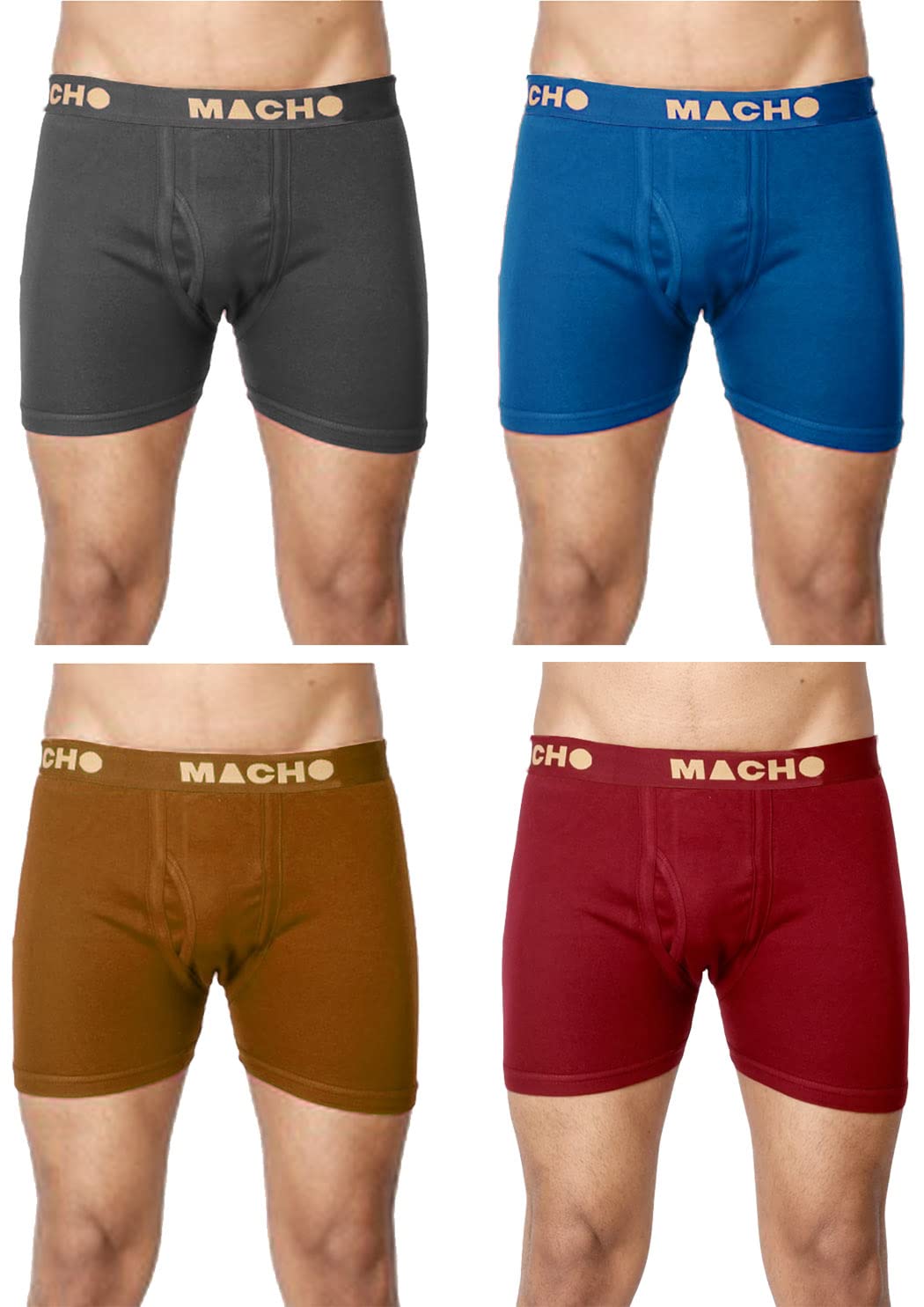 Cotton Assorted Plain Long Men's Trunk - Pack of 4 PLT, Size - 85 Cm