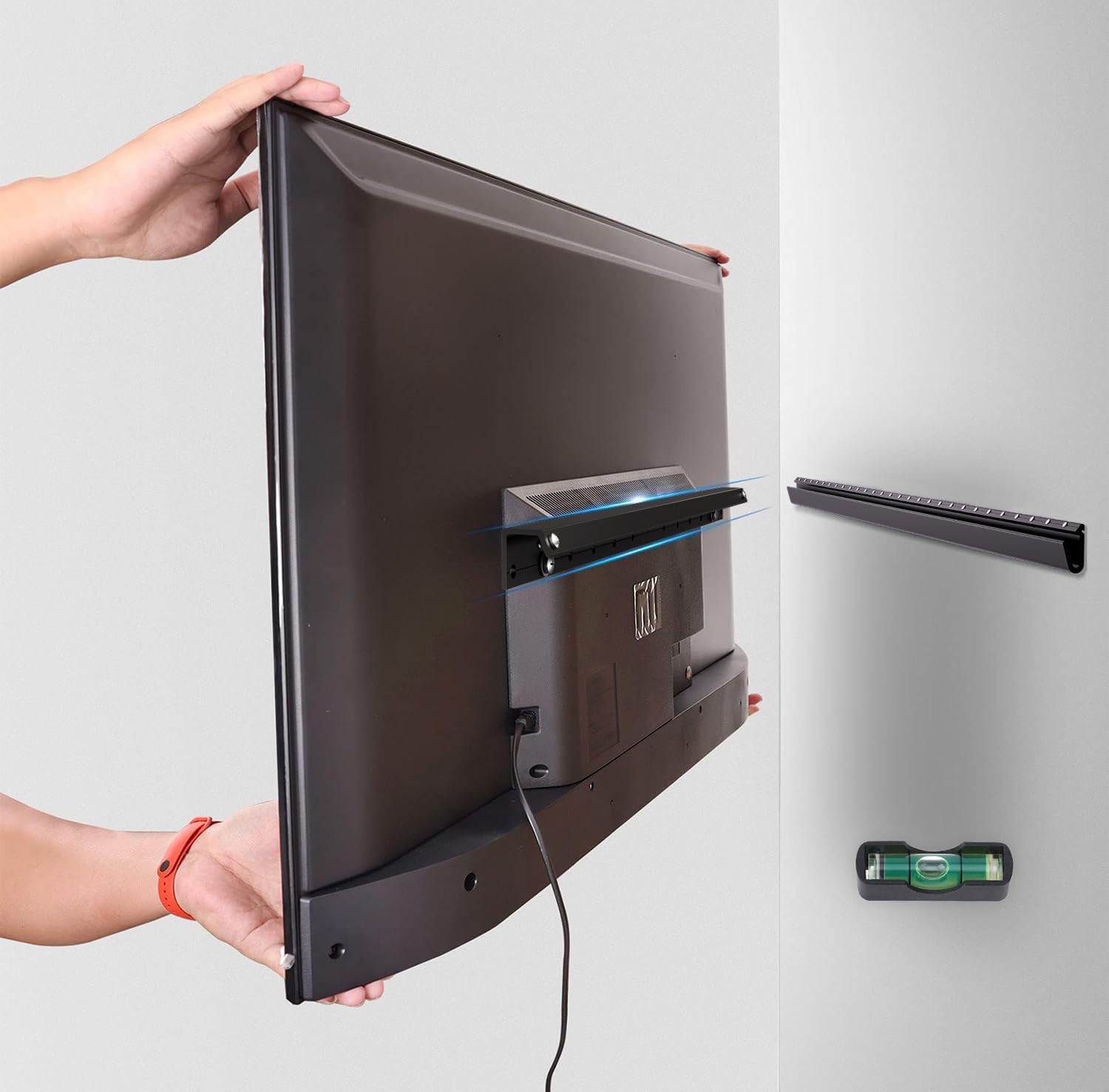 Staffa da parete per TV a secco senza borchie, per TV da 32-75 pollici, supporto universale per TV a schermo piatto e curvo LED, LCD, plasma, max VESA 600 x 400 mm fino a 68 kg