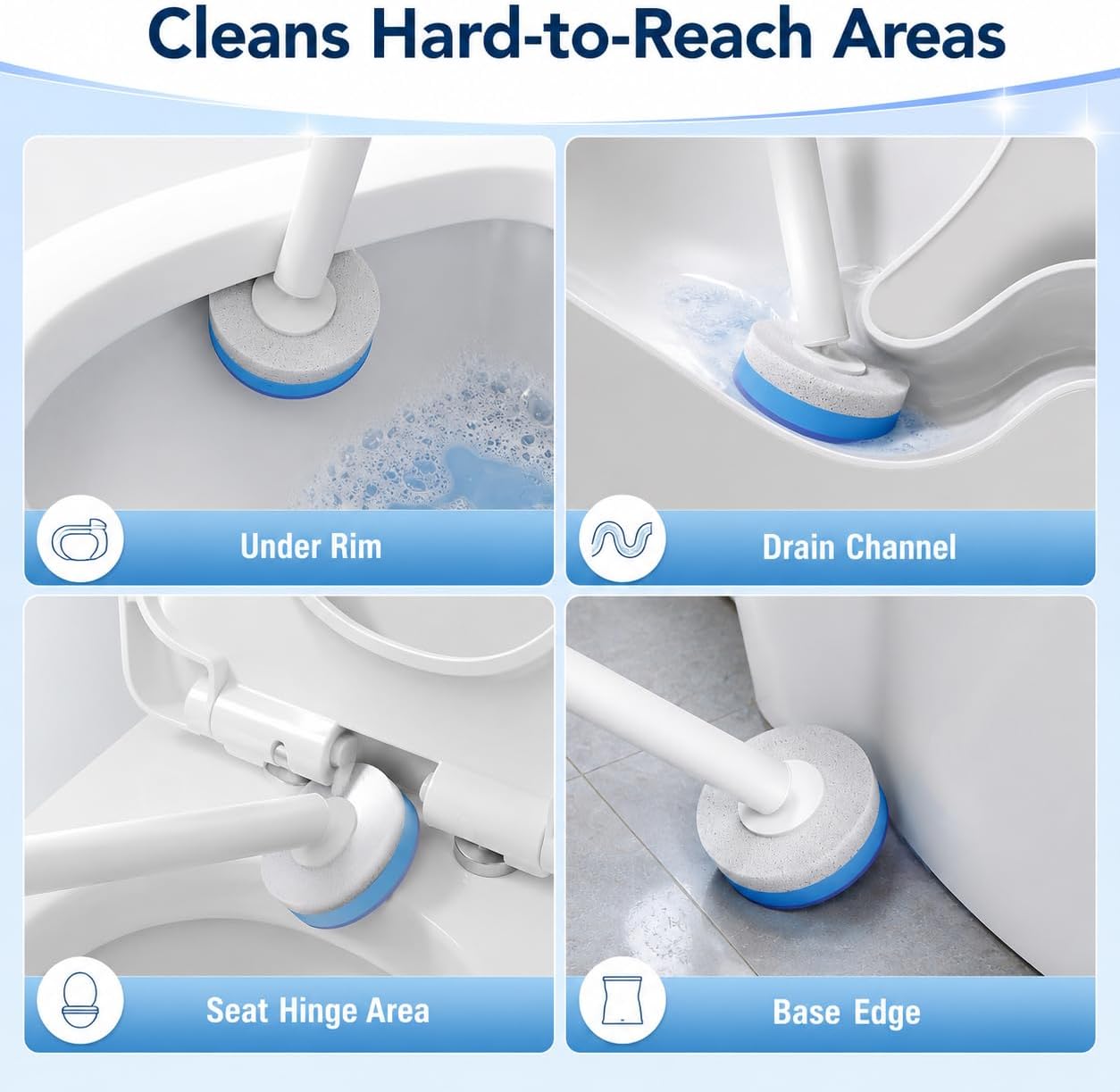 Disposable Toilet Brush with 48 Refills and Replaceable Scrubber Heads | Toilet Bowl Cleaner Wand and Wall-Mounted Holder, Space Saving Bathroom Cleaning System for Home, Apartment and RV