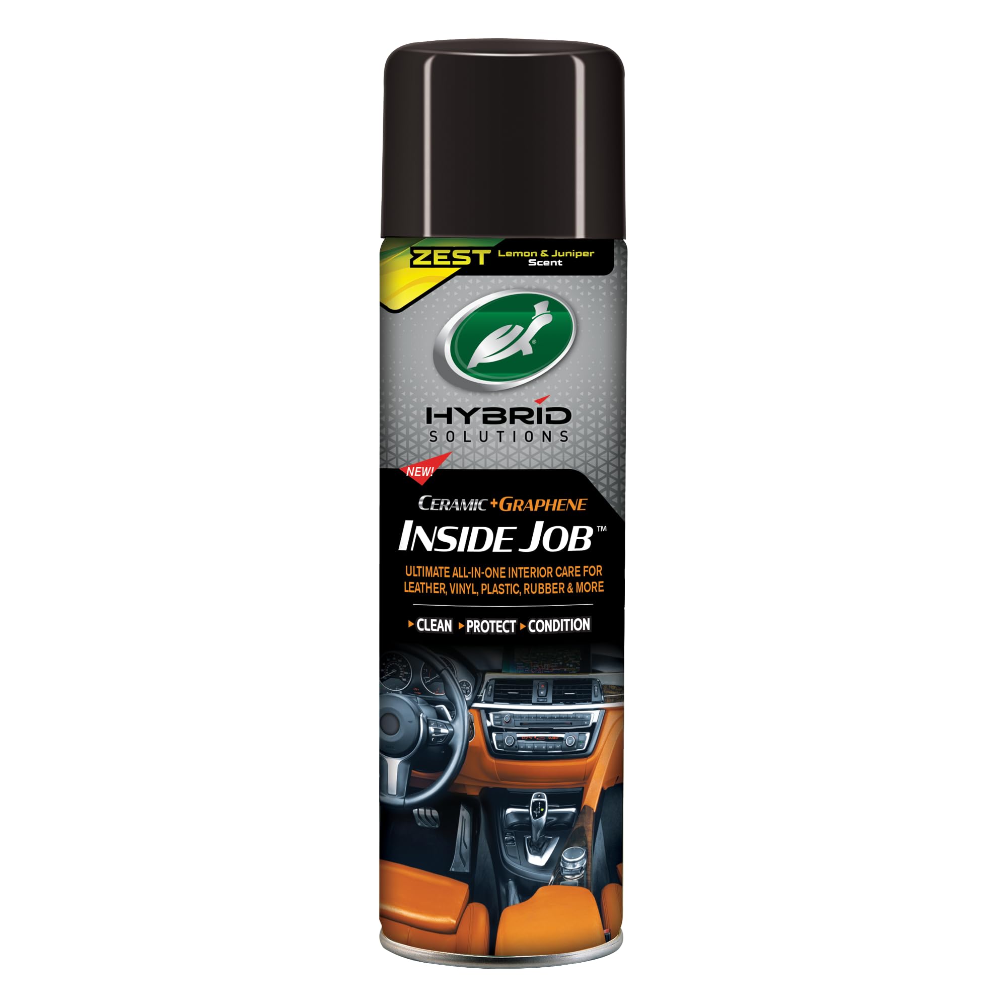 Turtle Wax Hybrid Solutions Inside Job Ceramic + Graphene Interior Cleaner 500ml ZEST Scent – All-in-One Dashboard, Leather, Plastic & Upholstery Surface Cleaner with UV Protection