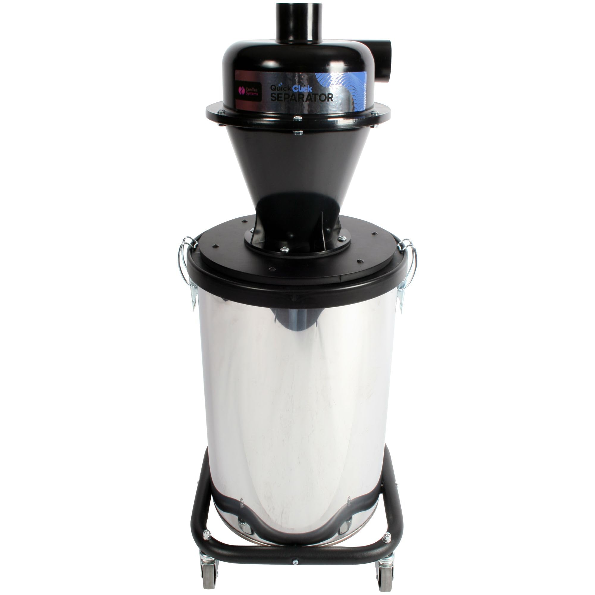 Cen-Tec Systems 96502 Quick Click Dust Collection Cyclone Separator for Workshop Vacuum Systems Separator with 37 litre Stainless Steel Recovery Bin
