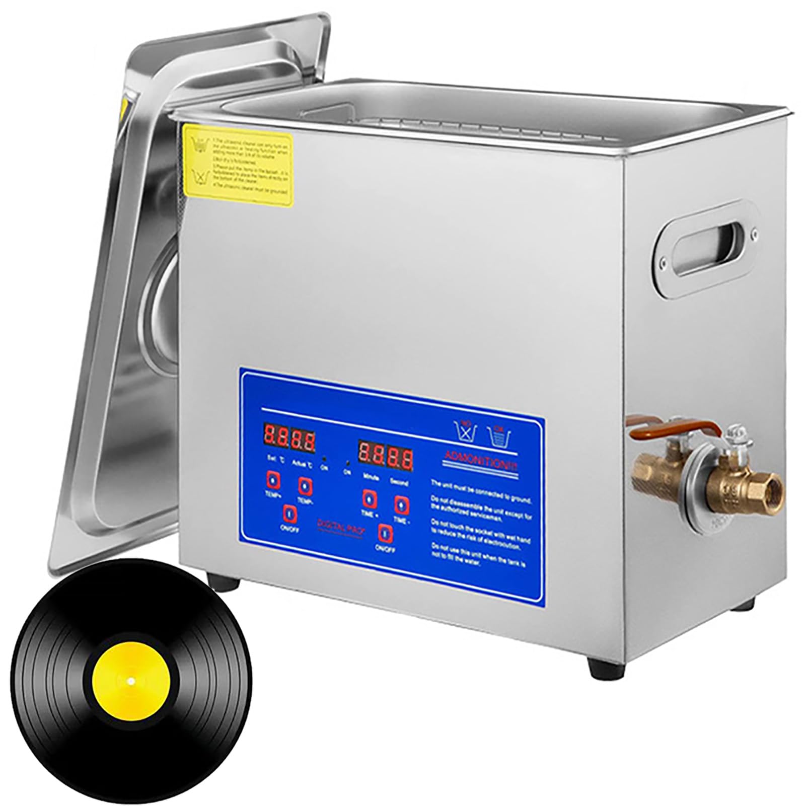 Pulitore per dischi in vinile ultrasuoni da 6L, macchina lavadischi LP riscaldata con timer digitale, pulitore profondo portatile per dischi in vinile da 7–12 pollici