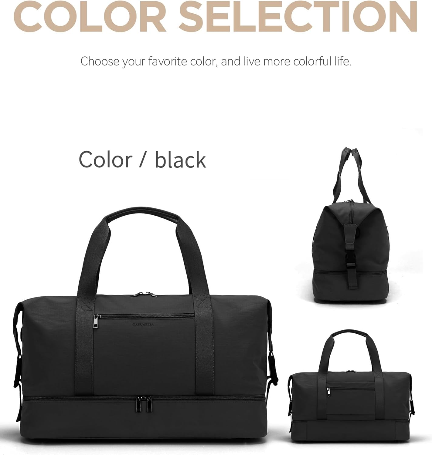 Oeihuivt Weekender Bags for Women - 21 Inch Large Travel Duffel Bag 2-Piece Set with Shoe Compartment, Heavy-Duty Canvas Leather Carry On Overnight Tote - Image 6