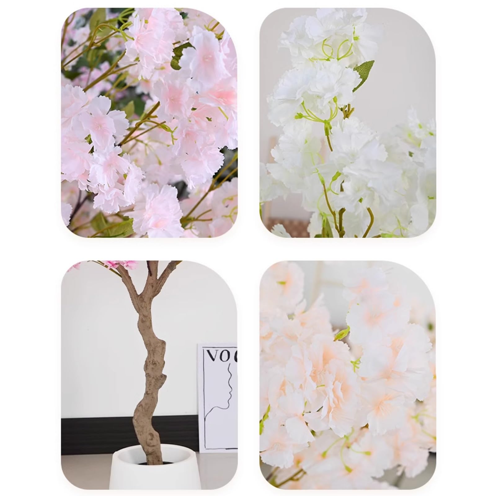 Cerisier Japonais Artificiel Fleurs Artificielles Fausse Plante, Arbres De Fleurs De Cerisier Roses Faits À La Main Arbre, pour Mariage Extérieur D'intérieur(Pink,50cm/19.7in)