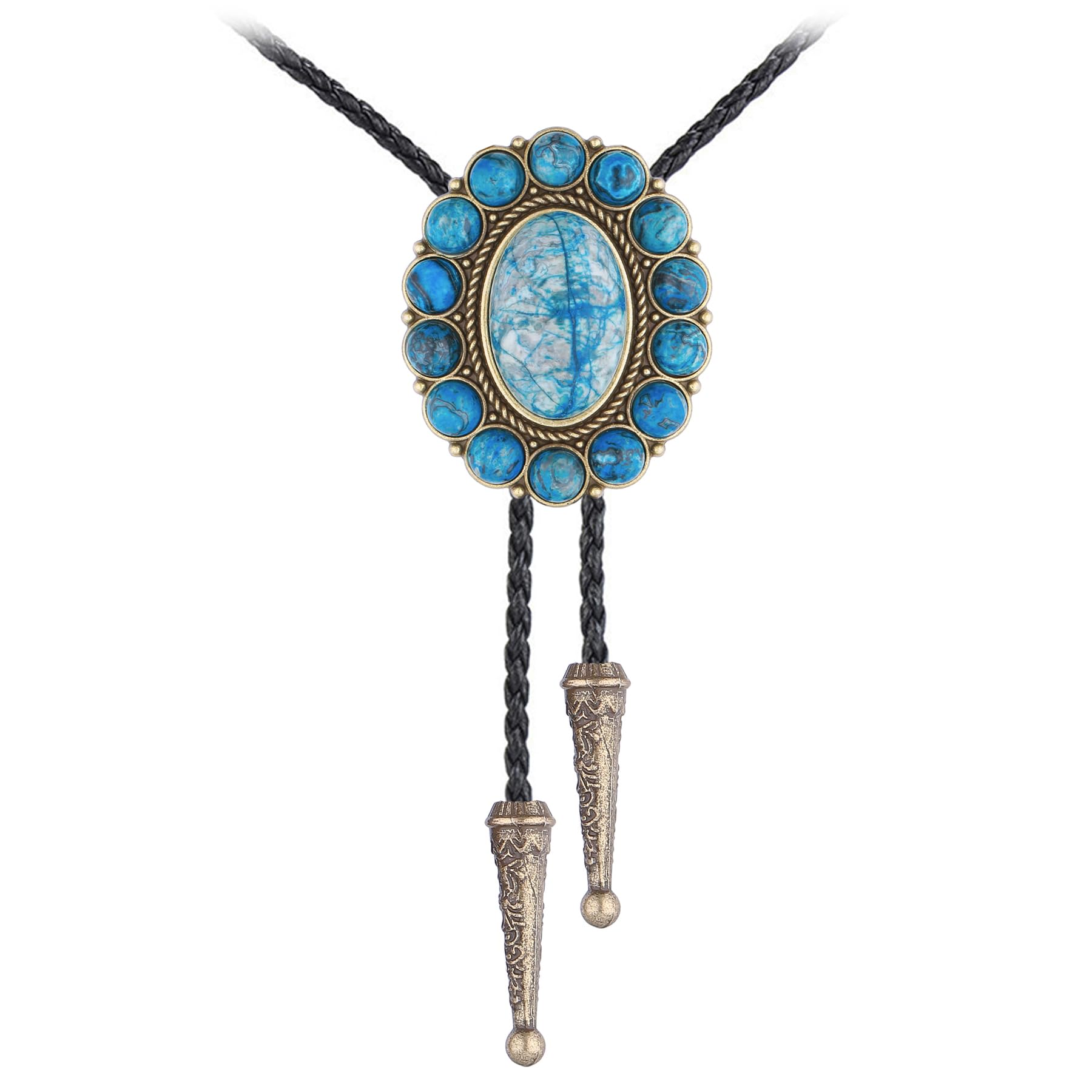 GelConnie Bolo Tie for Men Women Western Cowboy Turquoise Leather Necktie