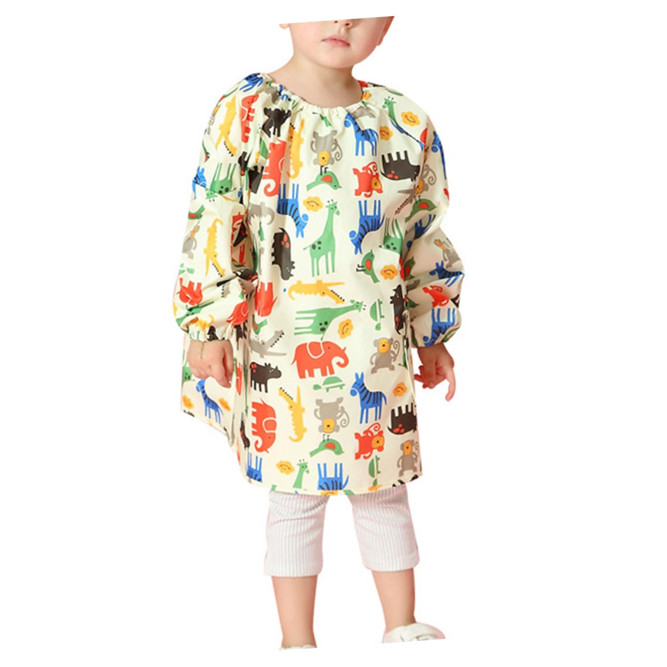 ERINGOGO Delantal de Pintura para Bata de Arte Manga Larga Tamaño M Color Amarillo Ropa de Protección Reutilizable y Transpirable para Manualidades y Pintura Infantil