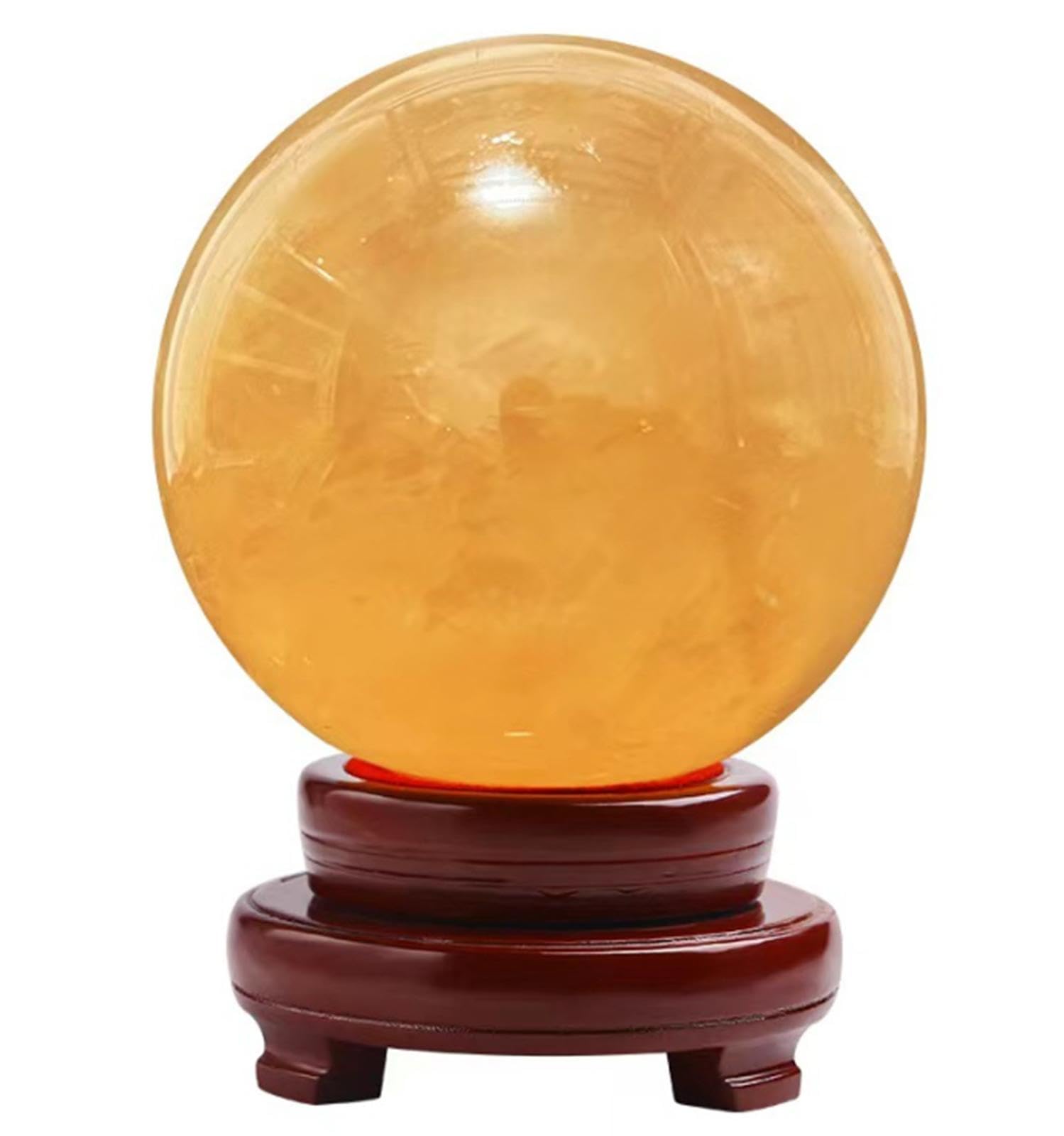 FOPURE Citrine Sphere Yellow Crystal Ball Gemston Polished Divination Crystals Stone with Stand Tabletop Sculpture Ornaments Wealth Photography Decoration,18cm/7.1in