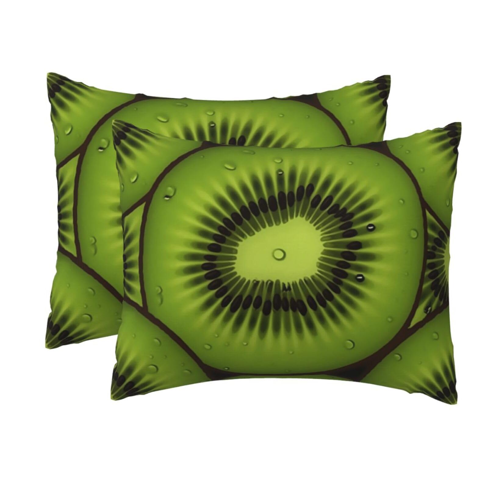 2 Pack Standard Size Pillow Cases for Hair and Skin Soft Breathable Pillow Case Covers with Hidden Zipper Kiwi Slices Pillowcase 20x26 Inches Pillow Cover for Sleeping Gift