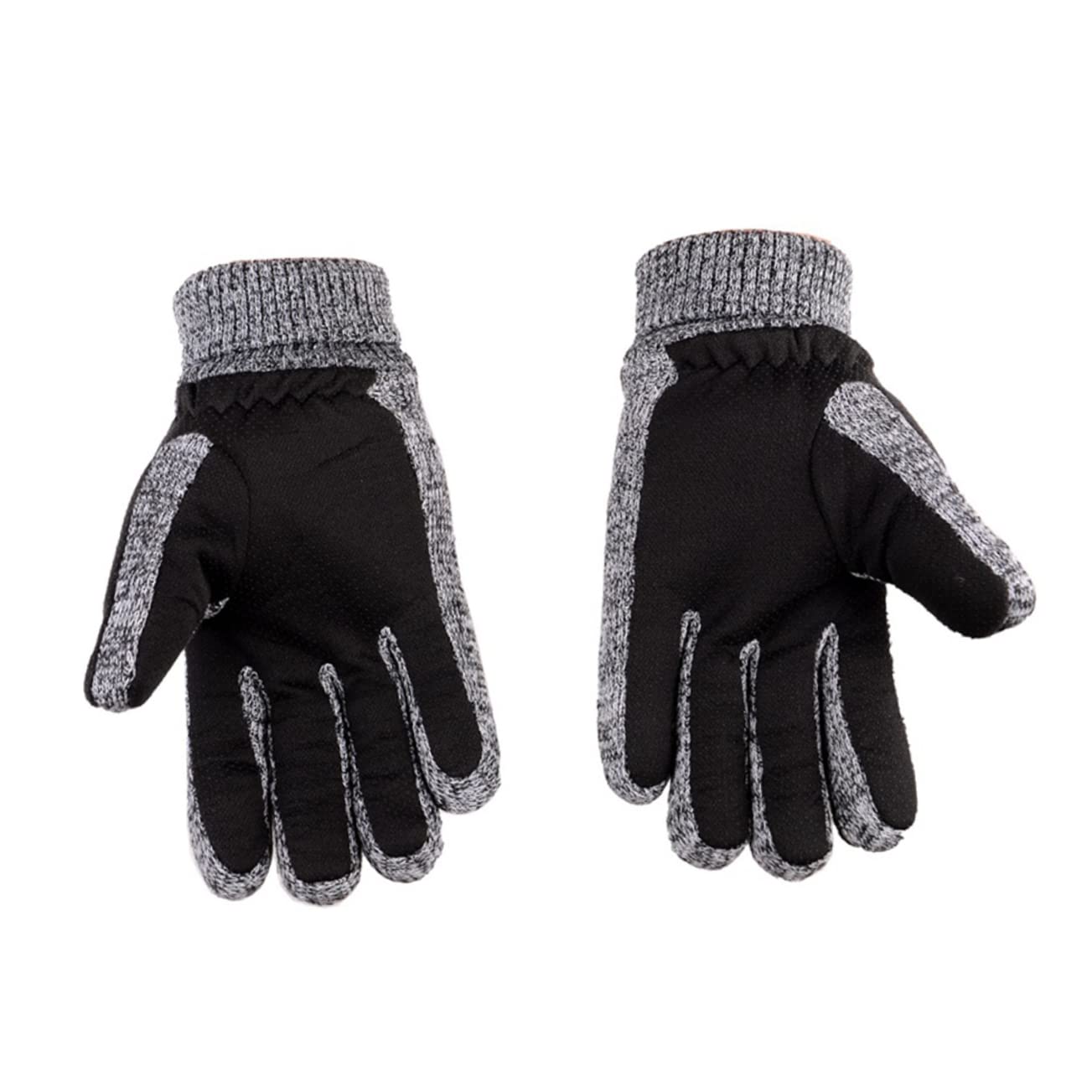 FOMIYES Men's Winter Leather Gloves Thick Windproof Fleece Mittens for Cold Weather Driving Cycling Outdoor Adventures Black