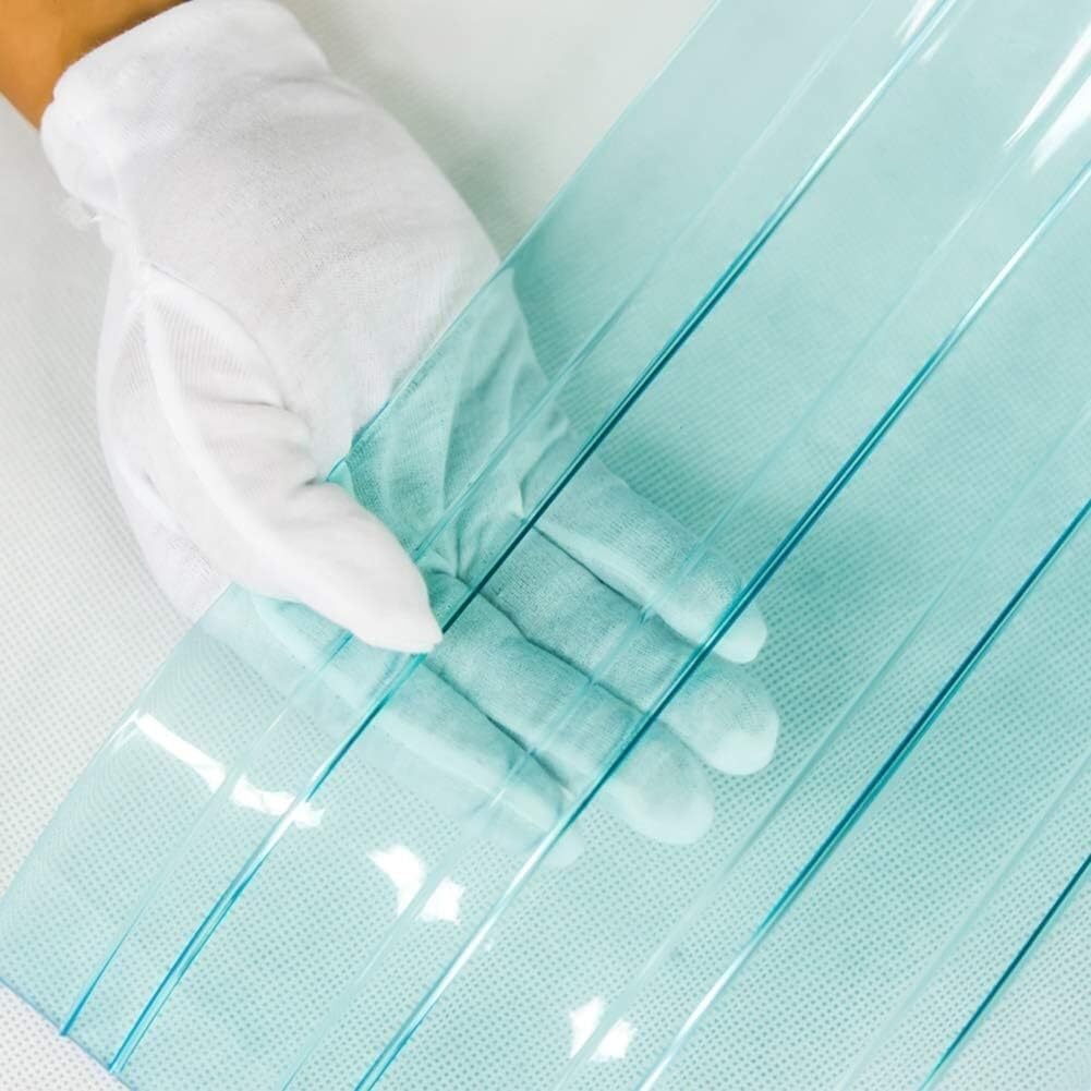 Rideau à bandes en PVC industriel, 1,5 x 3 m, lamelles nervurées transparentes avec raccords en acier inoxydable pour stockage au froid, solution de porte flexible, économe en énergie, installation
