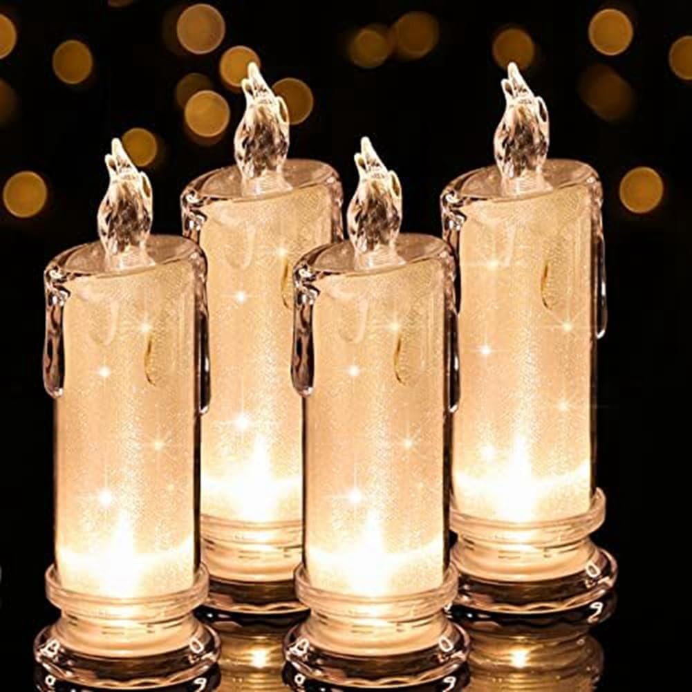 DIGSMORDEN 4PCS LED Flameless Candles,LED Clearance Pillar Candles, Battery Included,Decoracion for Halloween Christmas Easy to Use 1