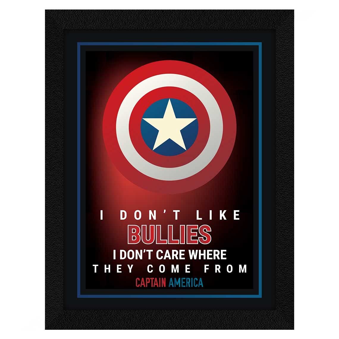 ArtX Paper Captain America Famous Motivational Quotes Framed Wall Art Painting, Multicolor, Abstract, 10 X 13 Inches, Set of 1