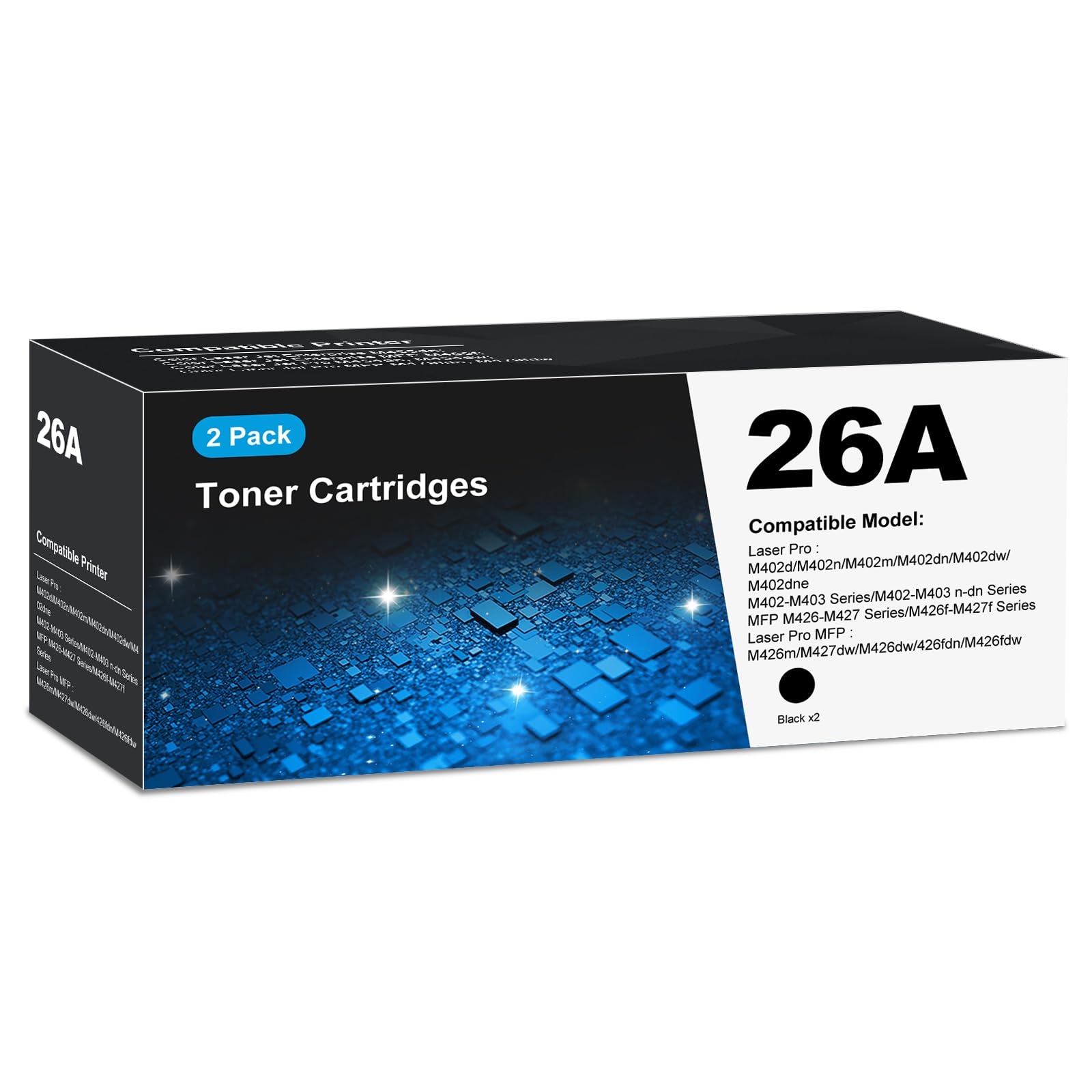 CF226A 26A Toner Cartridges Black (2-Pack) for HP 26A 26X CF226X, Laser Jet M402n M426fdw Toner Cartridges, CF226 for Laser Jet pro M402n M426fdw M402dn M402dw M402m Pro MFP M427dw M426dw M426fdn