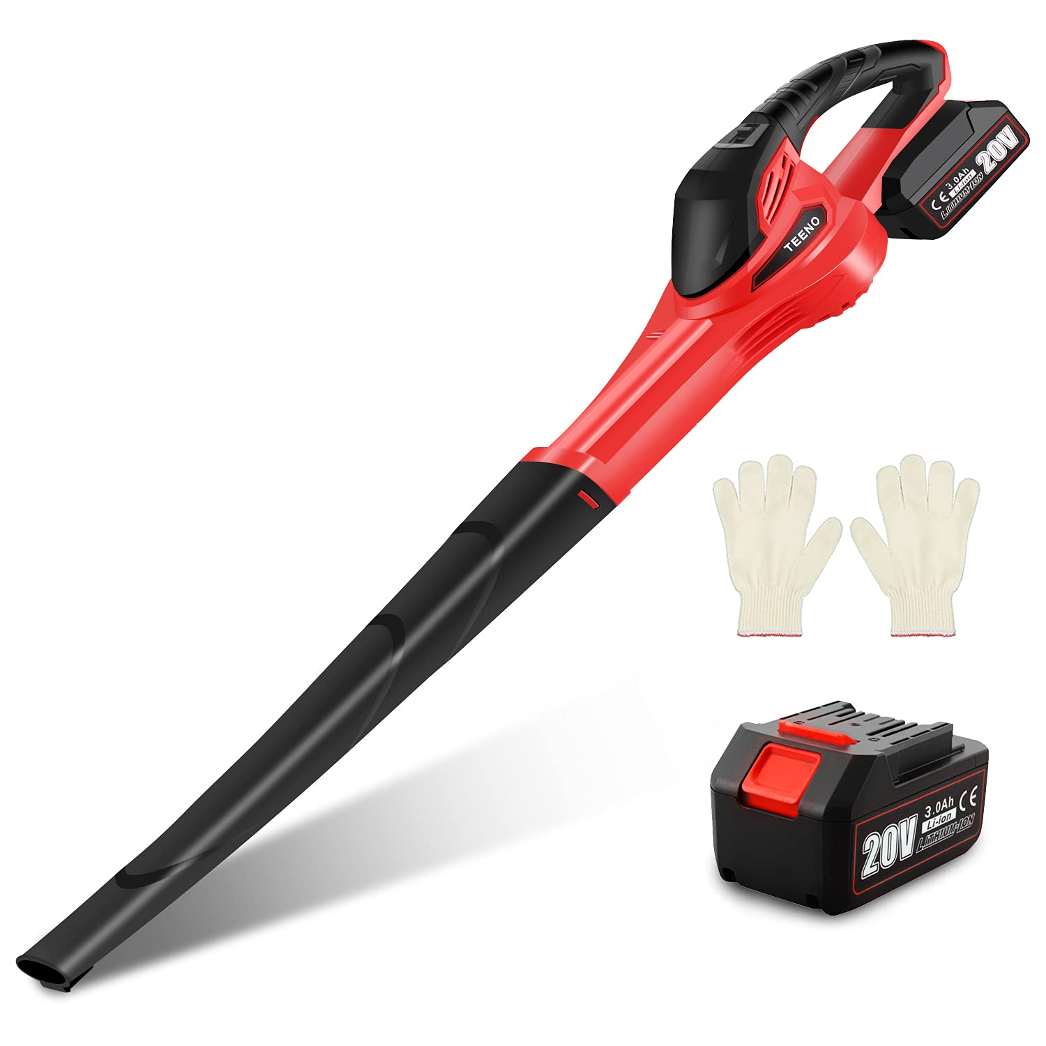 TEENO Light Leaf Blower Cordless 130MPH, 20V 3.0Ah Battery Powered Handheld Quiet Leaf Blower with Single Battery for Yard Lawn Care