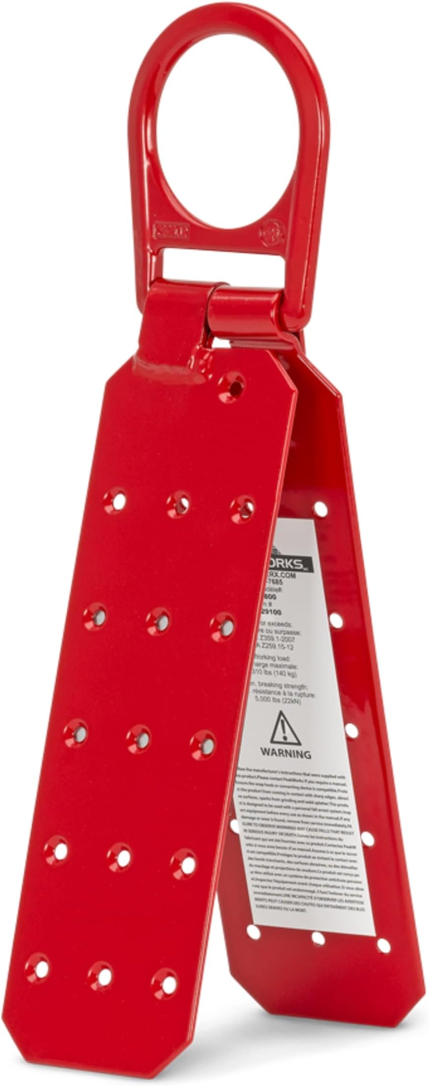 Peakworks OSHA/ANSI Compliant, Reusable, Temporary Steel Roof Anchor Bracket, Red, V8229100