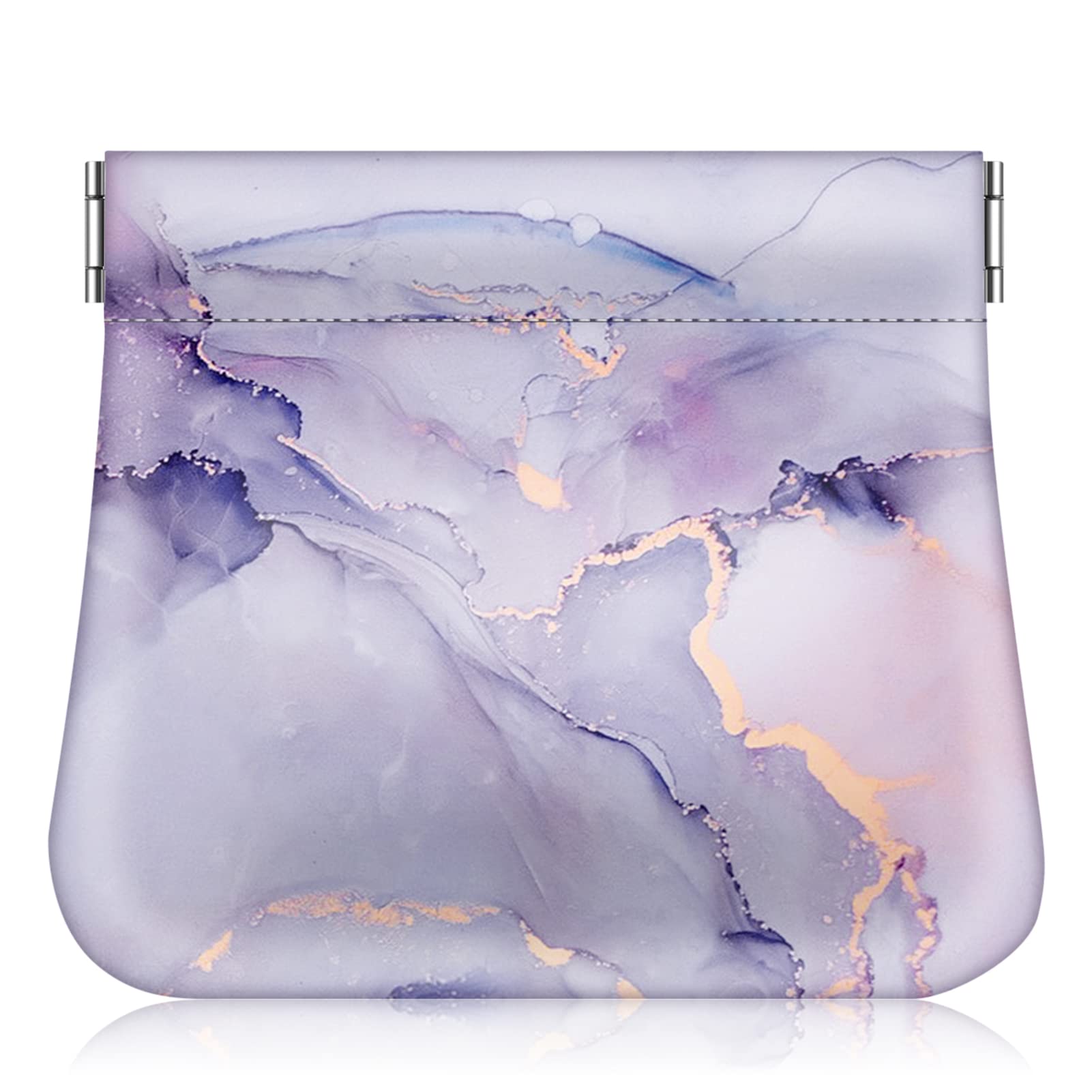 Fintie Squeeze Coin Purse, PU Leather Coin Pouch Change Holder for Woman (Lilac Marble)