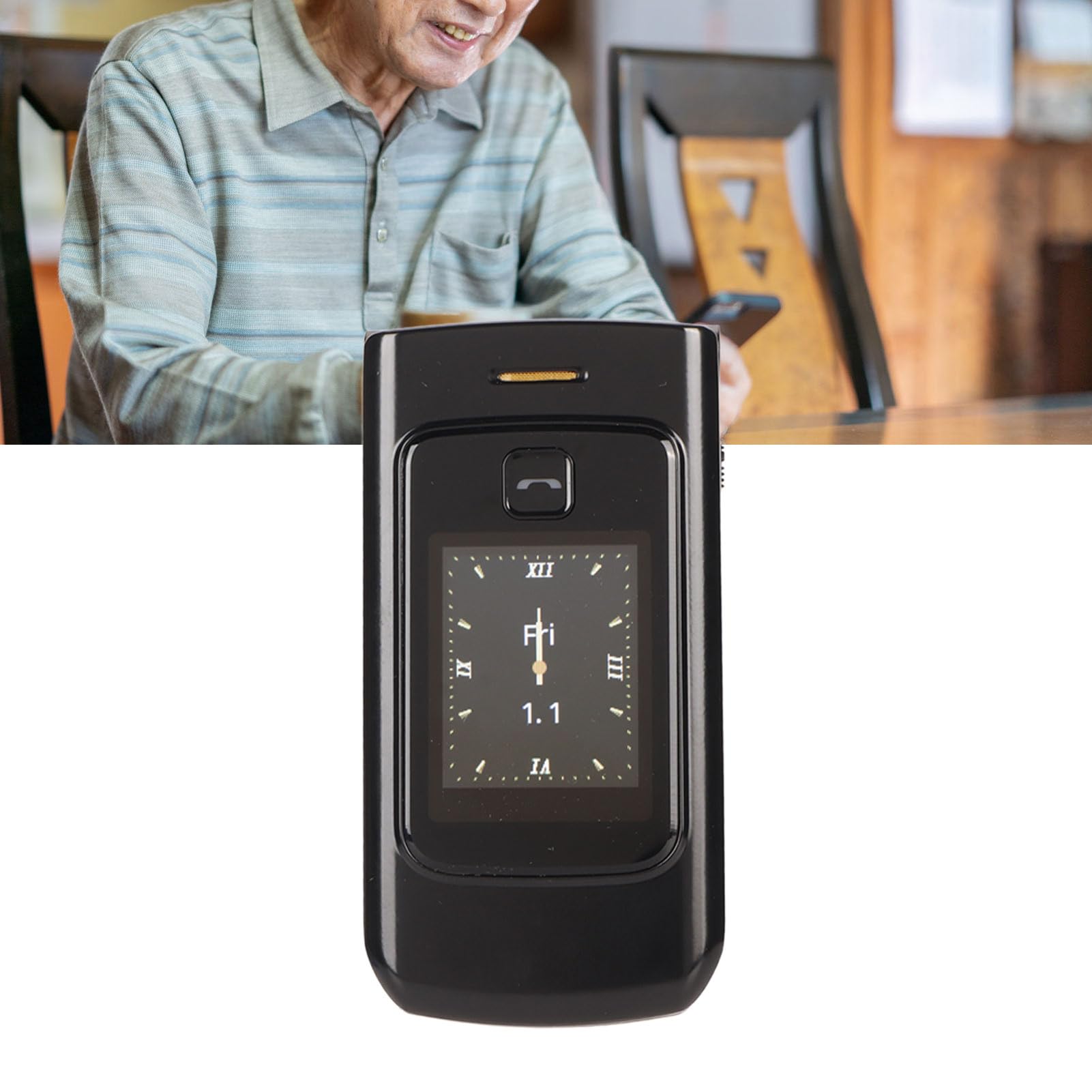 Telefon z klapką na Dwie Karty, Bateria 4800 MAh, Kolorowy Ekran Zewnętrzny o Przekątnej 1,77 Cala, Telefon z klapką dla Seniorów 4G, Pozycjonowanie GPS, kompatybilność z szeroką