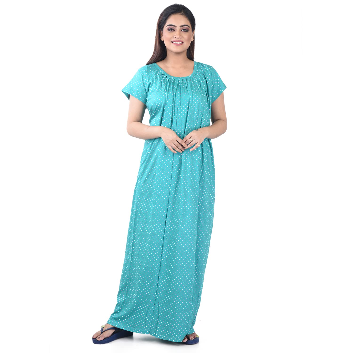 piyali's creation women's Light Green Short Sleeve Pure Cotton Nighty for Women/Ladies/Girls - PCW00001439_5XL-50-picture-25
