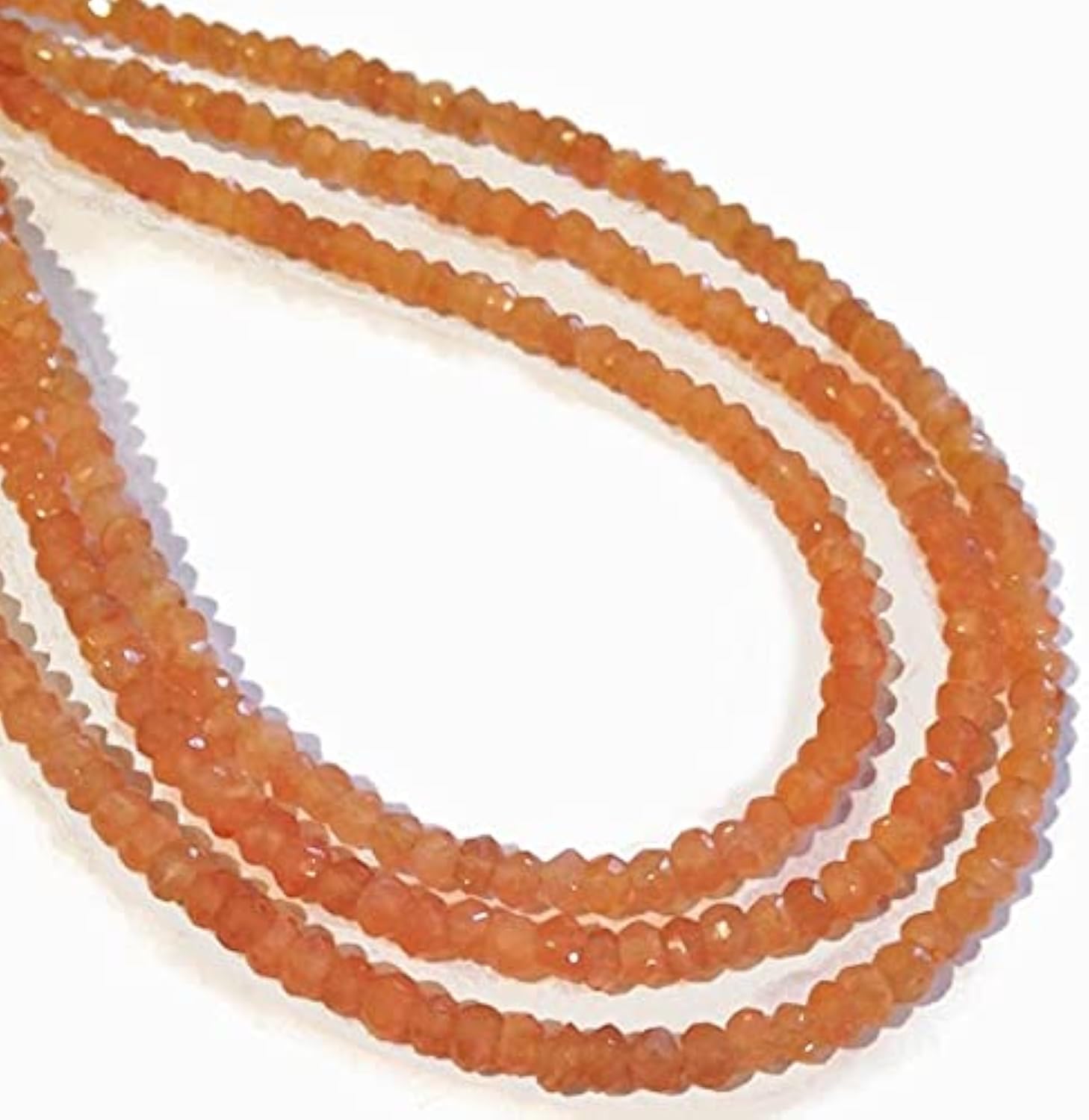Rondelles pierre de lune pêche 4mm LKBEADS pour création de collier et bracelet