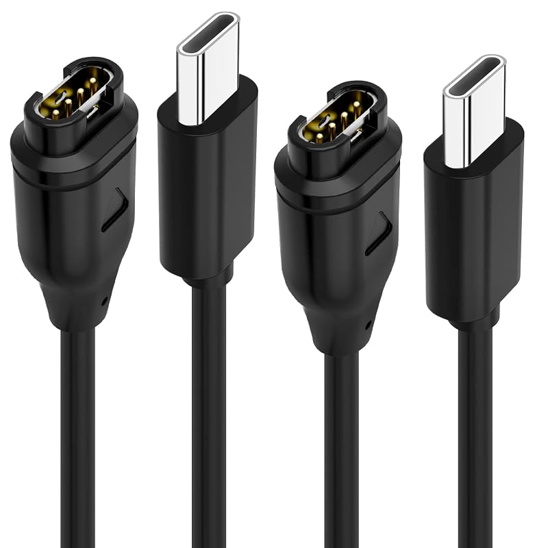 Cabo USB-C para carregamento e sincronização de relógios Garmin, Tebiemao, 1 m, kit com 2 unidades