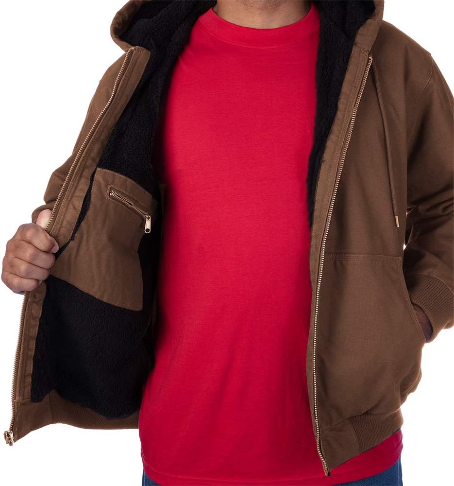 Smith's Workwear Men's Sherpa-lined Duck Canvas Hooded Jacket