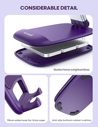 Vista 6 de Lamicall Soporte de teléfono morado para escritorio, soporte de teléfono celular morado oscuro, accesorios de escritorio imprescindibles