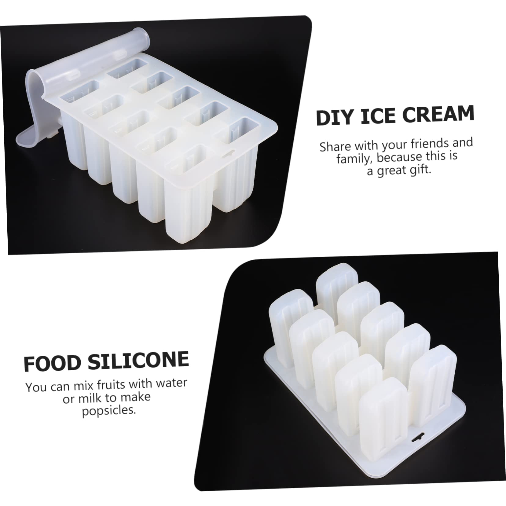 ABOOFAN Moule à Glace Réutilisable Silicone Bpa Pour Esquimaux Diy Moule Cavités Avec Bâtonnets Bois Pour Crème Glacée Maison Et Sorbets Variés