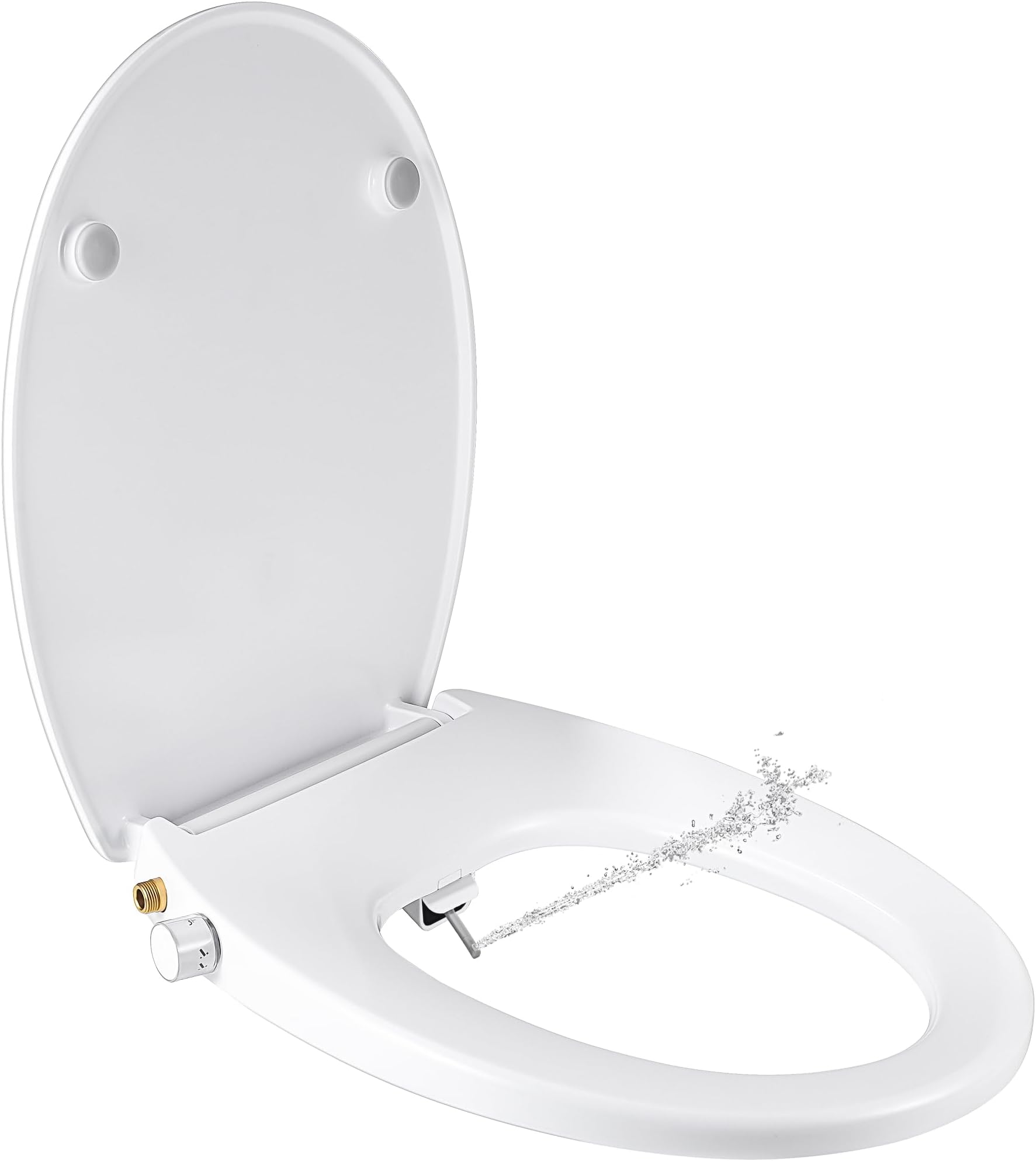 Bidet Toilet Seat for UK - Non-Electric Bidet Attachment with Self-Cleaning Dual Nozzle - Soft Close & Quick Release Hinges (Oval)