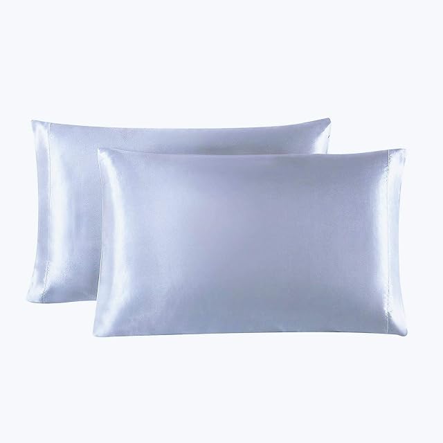 juwenin Satin silky PillowCases - 2 Packs Silky-soft, Anti-static Dust Mite Resistant (Silver)