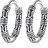 WSZJLN Black Vintage Cool Big RoundIndian Boho 925 Sterling Silver Hoop Earrings For Men Women Trendy Thick Jewelry