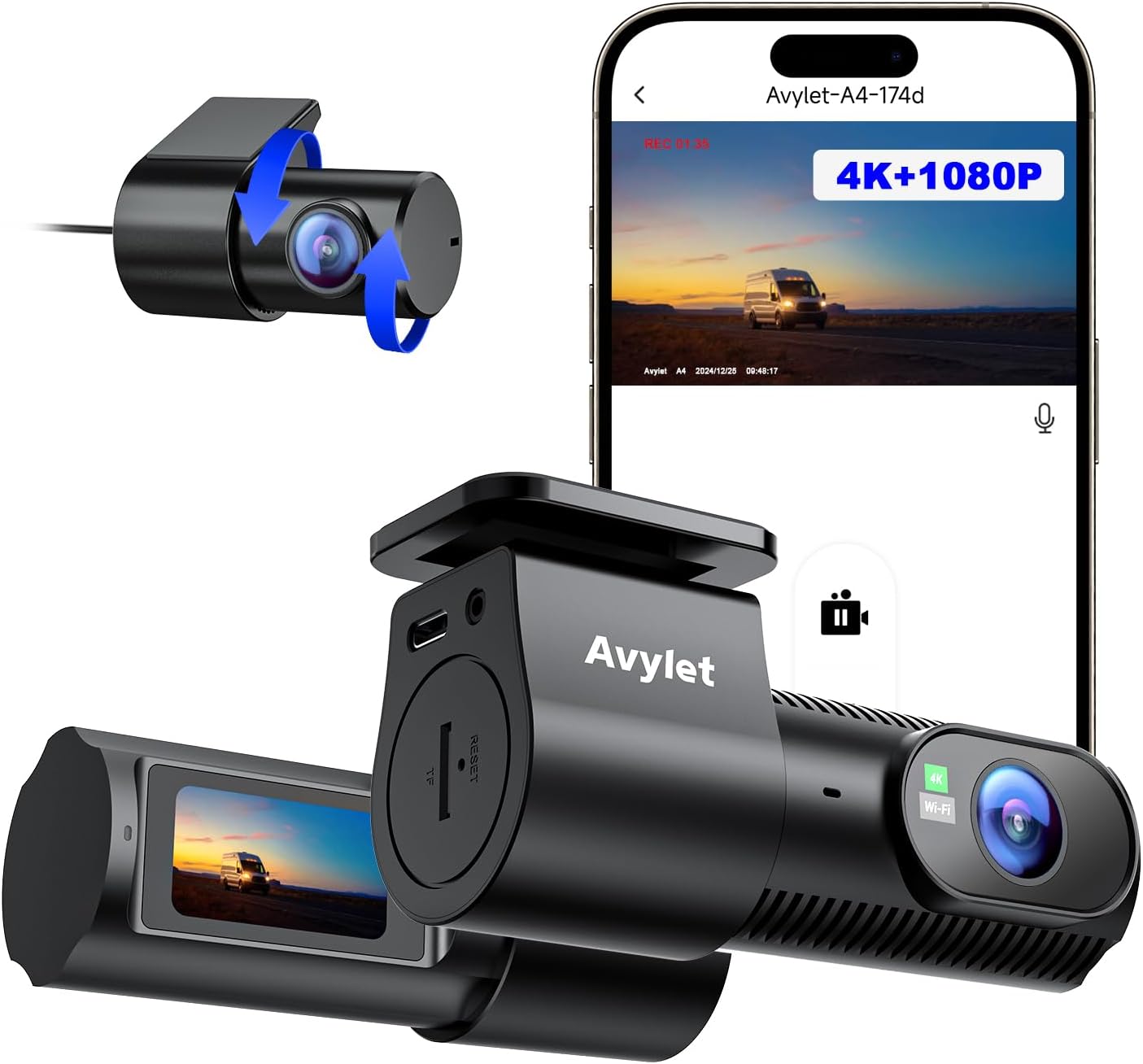 Dash Cam Front and Rear, 4K/1080P WiFi APP Dash Camera for Cars, External GPS Module, 1.5” IPS Screen, Dual Dashboard Camera with APP, Night Vision, 24H Parking Mode, 170° Wide Angle, G-Sensor Dash Cam Front and Rear, 4K/1080P WiFi APP Dash Camera for Cars, External GPS Module, 1.5” IPS Screen, Dual Dashboard Camera with APP, Night Vision, 24H Parking Mode, 170° Wide Angle, G-Sensor