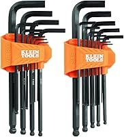 Klein Tools BLS22 22-Piece Ball-End Hex Key Set, SAE & Metric Long L-Style, Heat-Treated Steel for Pros