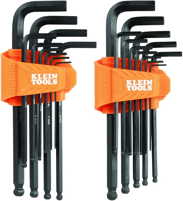 BLS22 22-Piece Long Ball-End Hex Key Wrench Set, SAE and Metric, Heat-Treated, L-Style, 1/16-Inch to 3/8-Inch and 1.5mm to 10mm