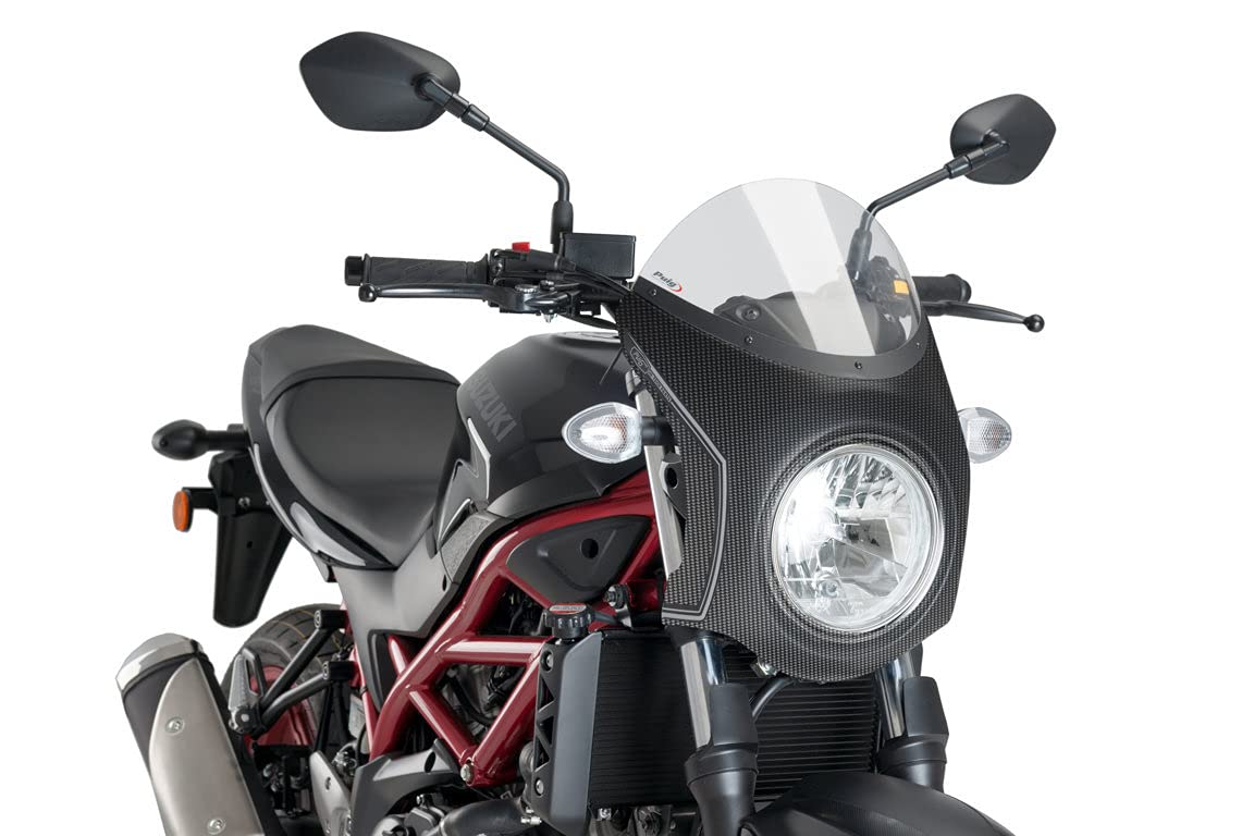 Puig Retro Carbn Look Semi Fairing & Lght Smoke Screen 195mm Suzuki SV 650 16-25