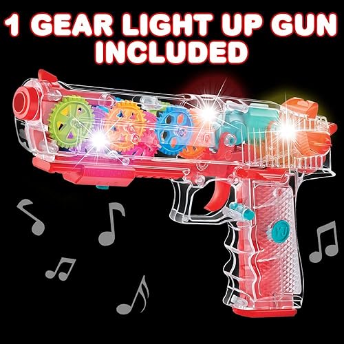 Miniatura 9 de ArtCreativity Pistola de juguete con luz para niños, pistolas de juguete para niños con engranajes móviles, efectos LED y música, baterías