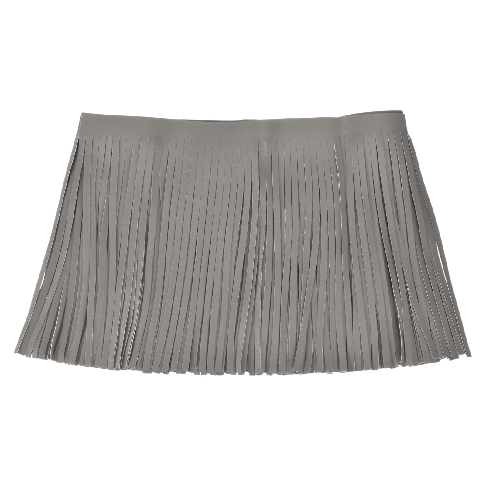 sourcing map 2 Yards 8 Inch PU Faux Leather Fringe Trim Double Side Leather Sewing Tassel Fringe for DIY Sewing Dress Crafts Skirt Decoration, Gray