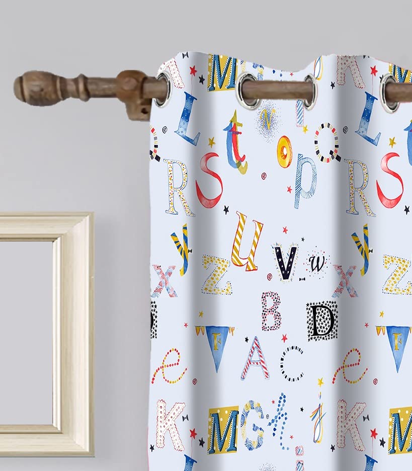 SIYA HOME DECOR Curtain with 3D,Alphabet Letters Grommet Window Door Drapes for Living Room KidsRoom, 2 Curtain Set Dn –135b (4 x 5 Feet (Size: 48 x 60 Inch) Window)