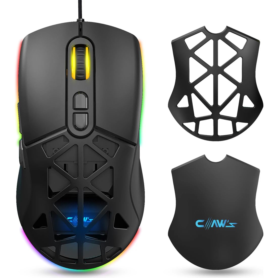 Claw's Nexus X1 12800 Dpi Makro Yazılımlı & Değiştirilebilir Kapaklı RGB Gaming Mouse - Siyah