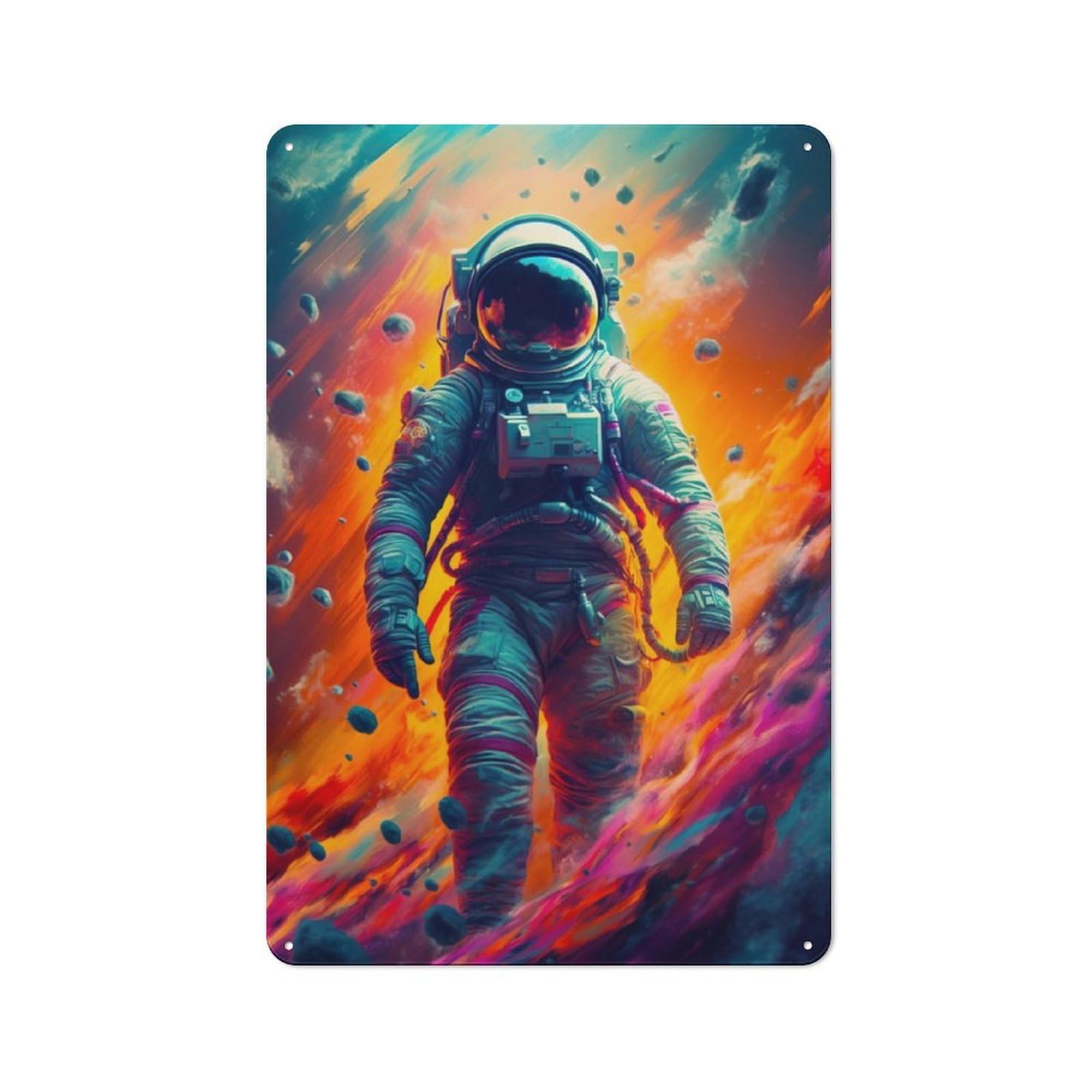 Junmoney Space Astronaut Meteorite Vintage Metal Sign 30X20cm For Hobby Room Or Studio, Housewarming Present For People Styling Hobby Room And Studio