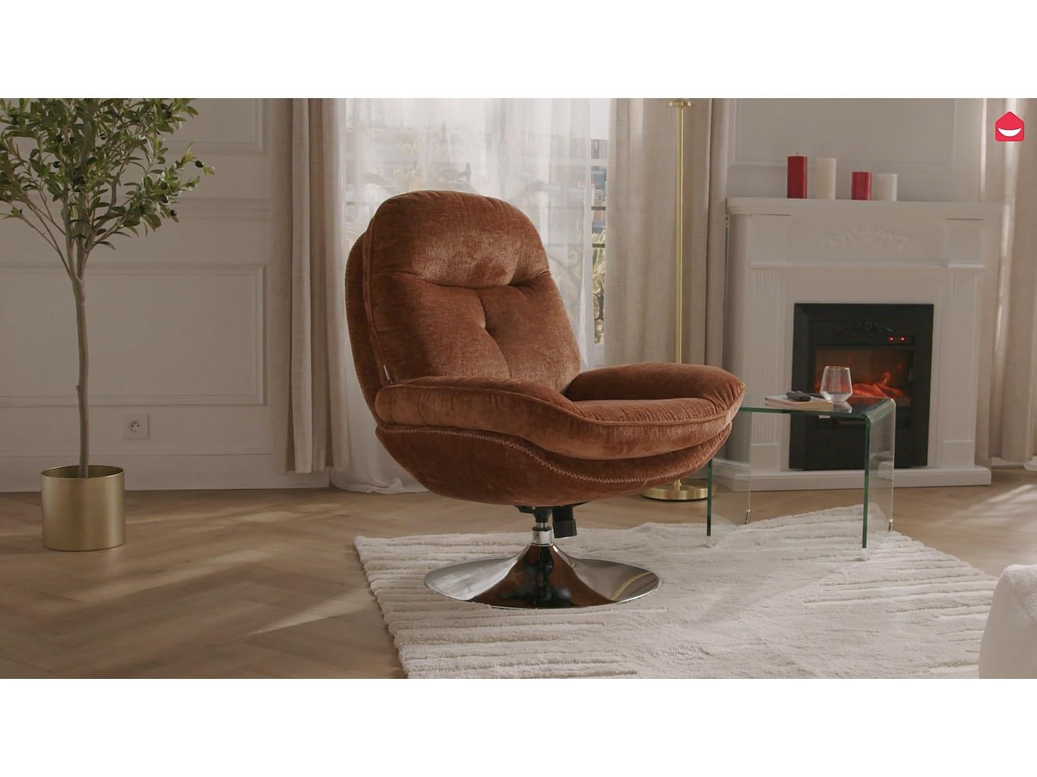 Vente-unique - Fauteuil pivotant en Tissu texturé Vert ILMACA