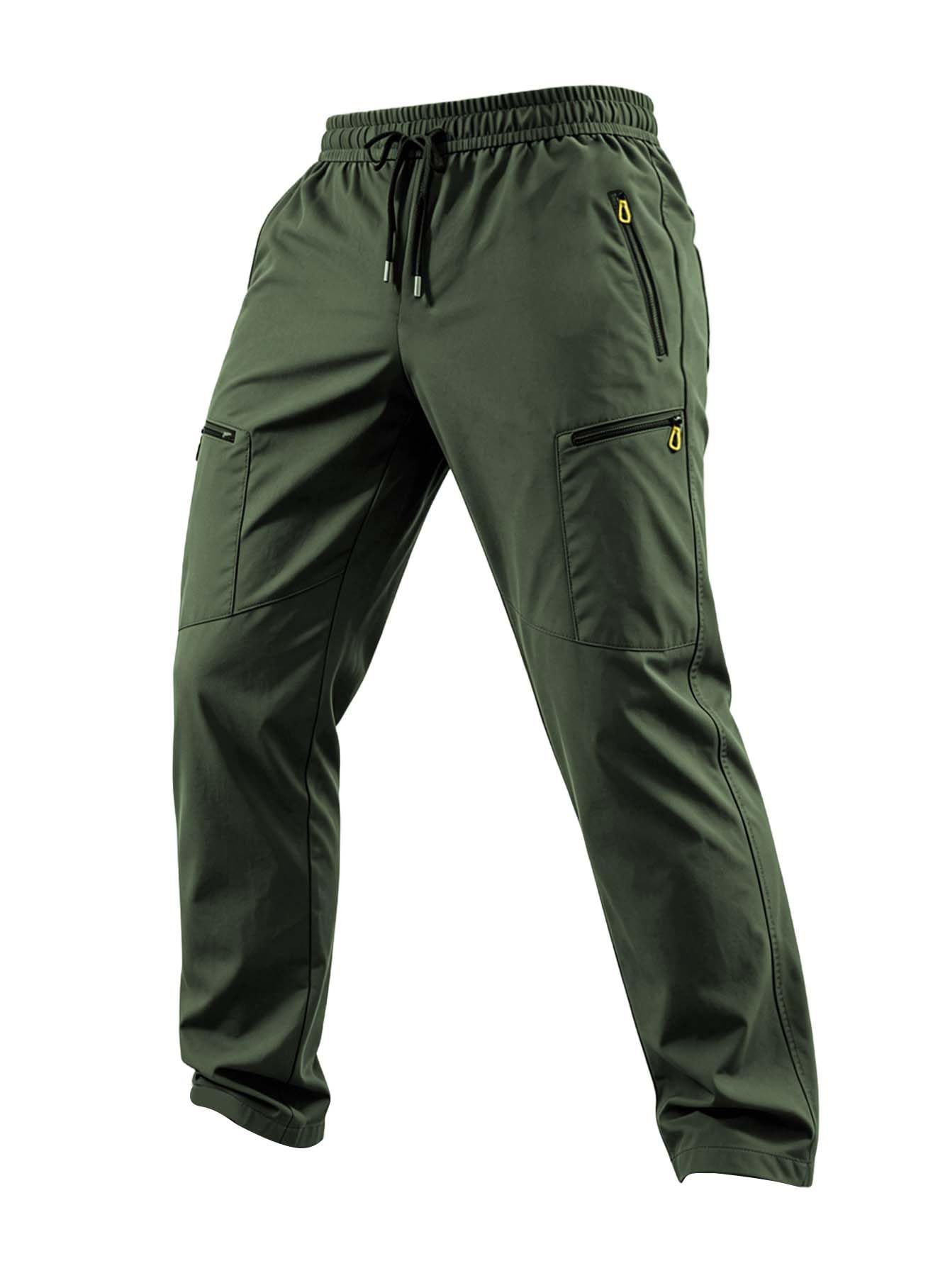 Hidkat Men's Lightweight Hiking Cargo Pants Outdoor Tactical Pants Water Resistant Combat Trousers with Zipper Multi Pockets