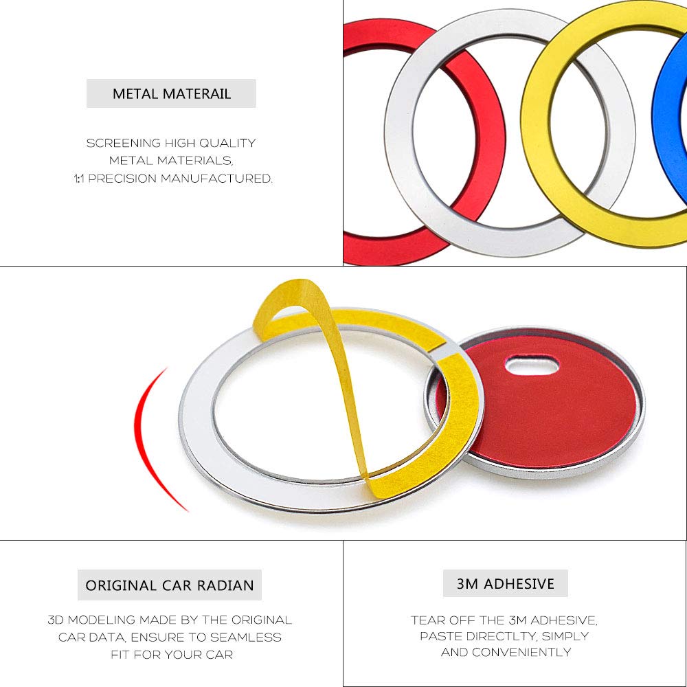 Ceyes Silver Engine Start Stop Button Cover+Ring Ignition Start Stop