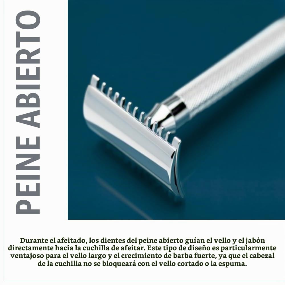 "Merkur 9025001 - Maquinilla de afeitar con peine (mango largo), diseño cromado"