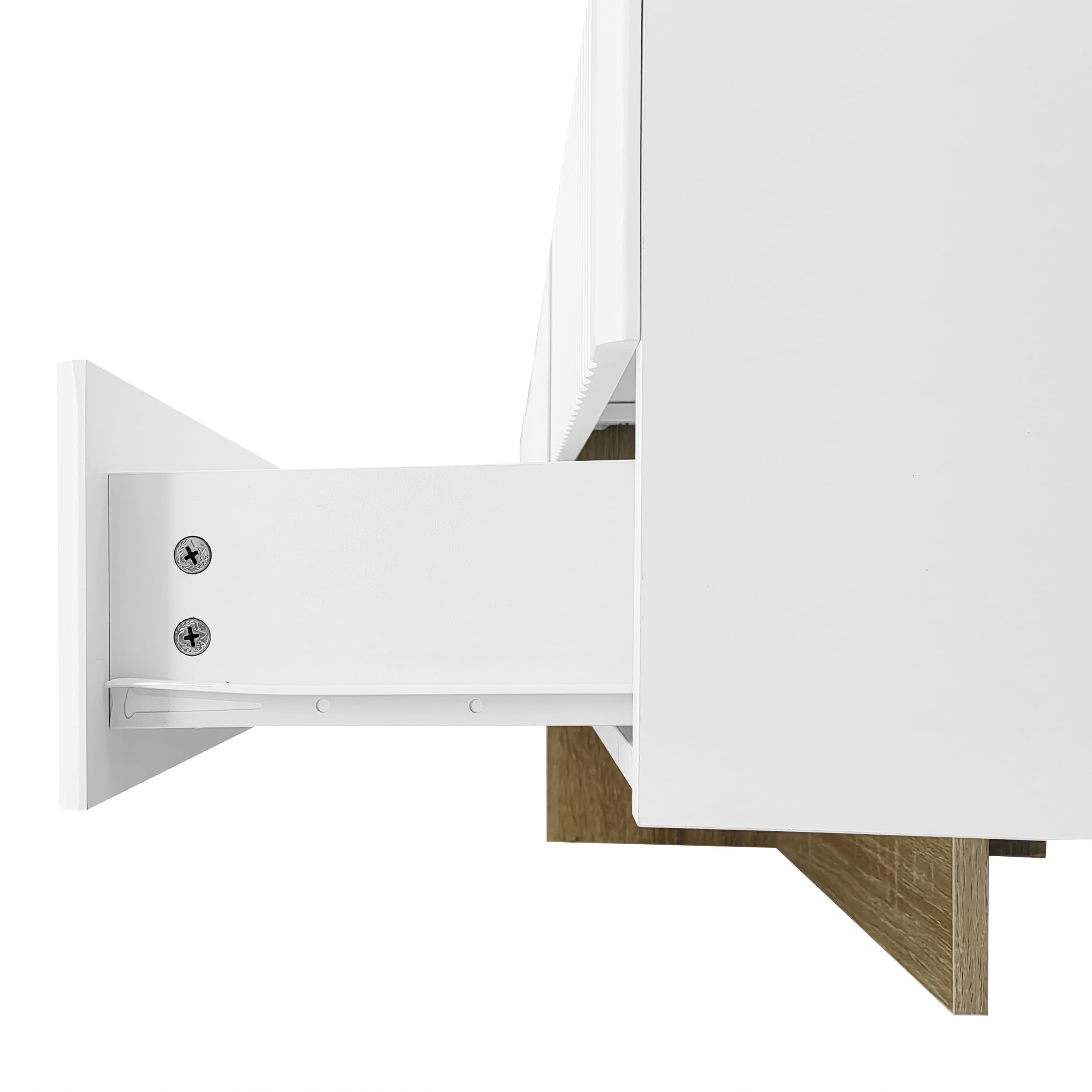 Mobile TV da 190 cm, 3 ante, 2 cassetti, bianco con venature dorate, nere e legno, 190 L x 35 L x 45 H cm (oro bianco)